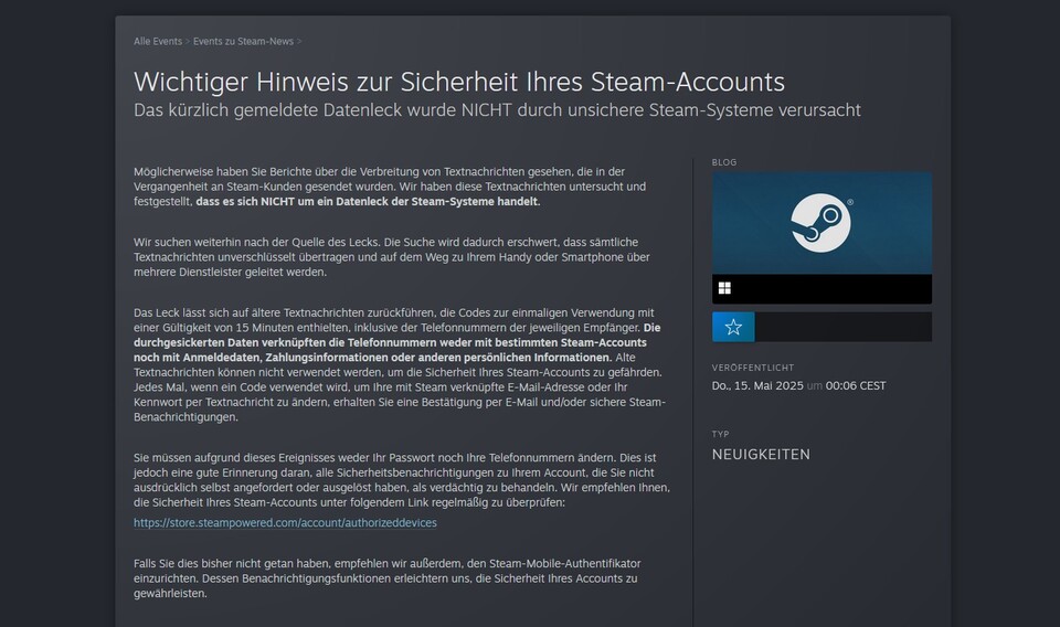 Valve gibt Entwarnung: Steam wurde nicht gehackt.