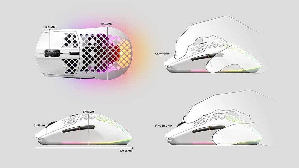 Claw-, Fingertip- oder Palm-Grip? Die Aerox 3 Wireless passt sich flexibel an euren Spielstil an.