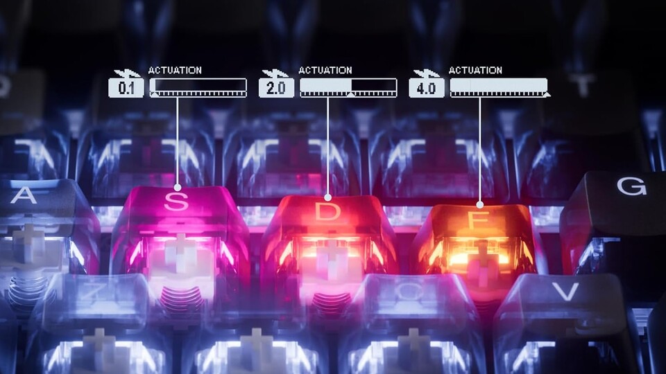 Die Tastenanschläge der SteelSeries Apex Pro Gen 3 lassen sich genauestens anpassen. So habt ihr stets den perfekten Druckpunkt für eure Bedürfnisse!