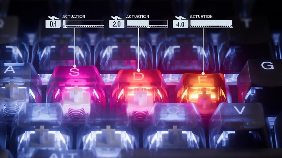 Dank der OmniPoint 3.0 Switches könnt ihr den Auslösepunkt jeder Taste individuell zwischen 0,1 mm und 4,0 mm einstellen.