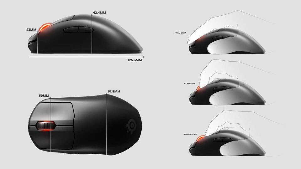 Die Prime Wireless bietet eine ergonomische Form, die sich für jeden Griffstil eignet.