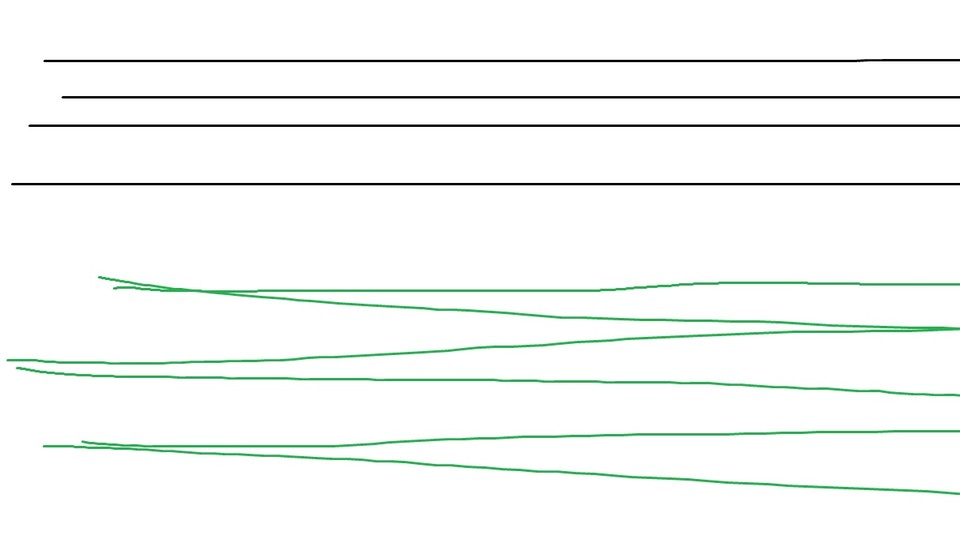 Sensoren mit aktiviertem »Angle Snapping« gleichen minimale Mausbewegungen aus und begradigen dadurch die Zeigerbewegung (schwarze Linien, oben). Bei der Drakonia Black ist diese (zum Spielen sowieso unerwünschte) Korrekturfunktion nicht aktiv (grüne Linien, unten).