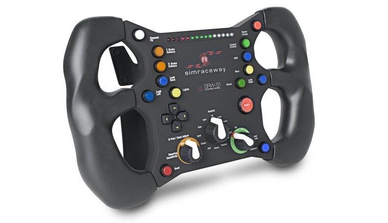 Steelseries SRW-S1 : Das bewegungsgesteuerte Lenkrad ähnelt einem Formel-1-Lenkrad. Eine Pedalerie gibt es dazu nicht, Gas und Bremse werden mit den auf der Rückseite liegenden Wippen bedient.