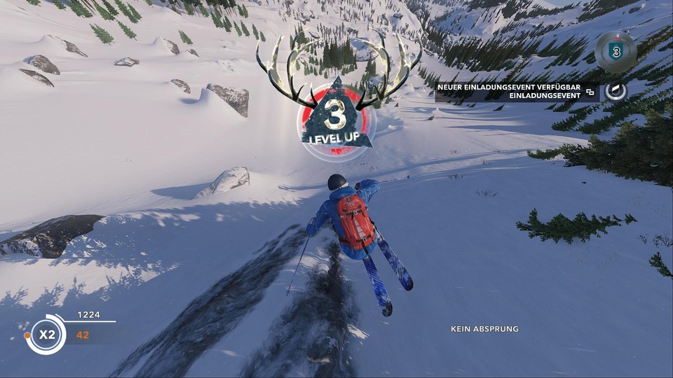 Level-Up, einfach dadurch, dass wir ein bisschen mit den Skiern den Berg runtergebretttert sind.