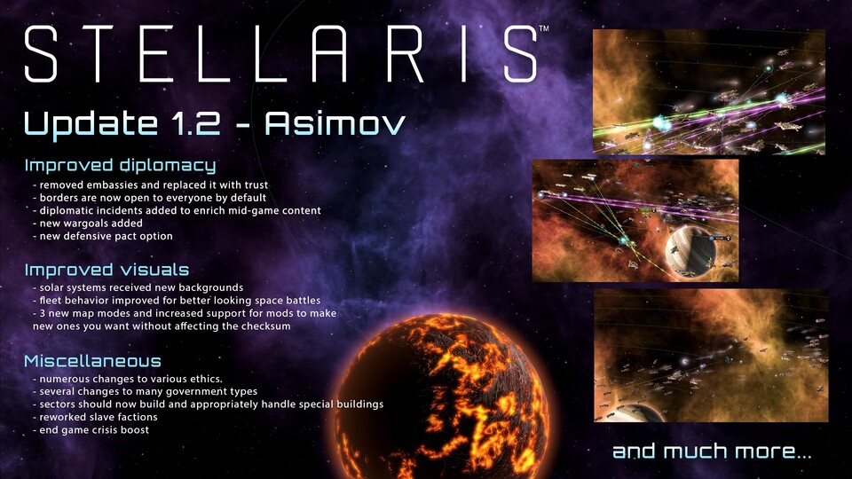 Für Stellaris wurde nach kurzem Beta-Test der Asimov-Patch 1.2 veröffentlicht.