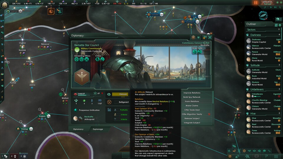 Dank des neuen Kriegsgrunds konnte ich diese Käfer zu Vasallen machen. Das mögen sie zwar nicht, aber immerhin leben sie noch.