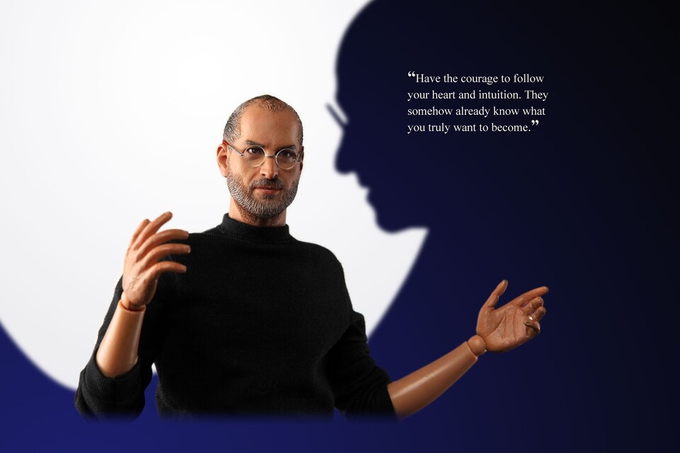 In nachgestellten Szenen wirkte die Figur besonders lebensecht. Auch das obere Bild zeigt die Figur, nicht den echten Steve Jobs.