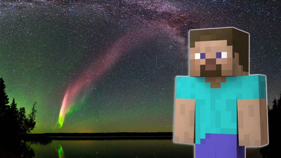 Kein Polarlicht, sondern STEVE. (Bild Krista Trinder - MinecraftMicrosoft)