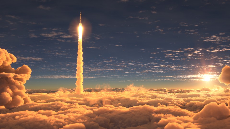 Ein geradezu ikonisches Bild: Eine Rakete strebt dem Weltall entgegen - ohne die hier erklärten Prinzipien wäre das undenkbar. (Quelle: stock.adobe.com - alexyz3d)