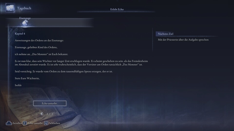 In Tagebüchern könnt ihr nicht nur mehr über die Charaktere erfahren, sondern auch Story-Quests annehmen.