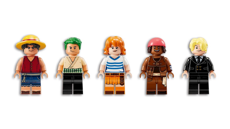 Im Lego-Set sind alle fünf Mitglieder der Strohhut-Piraten enthalten, die aus dem East Blue stammen.