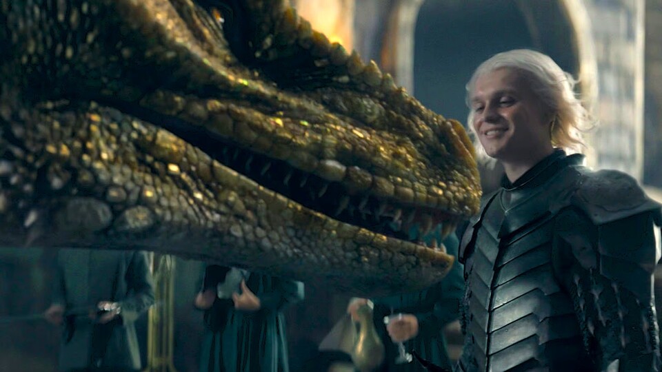 Sonnfeuer und sein Reiter König Aegon Targaryen II.. Bildquelle: HBO