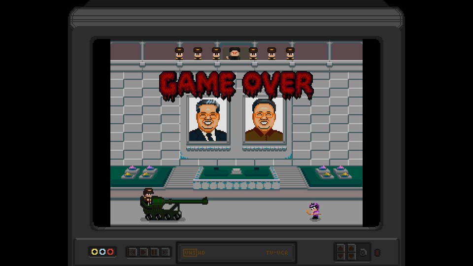 Game-over-Sequenz: Wer ein WM-Spiel vergeigt, wird anschließend hingerichtet - egal welches Team. Im Bild: die Variante für Nordkorea.