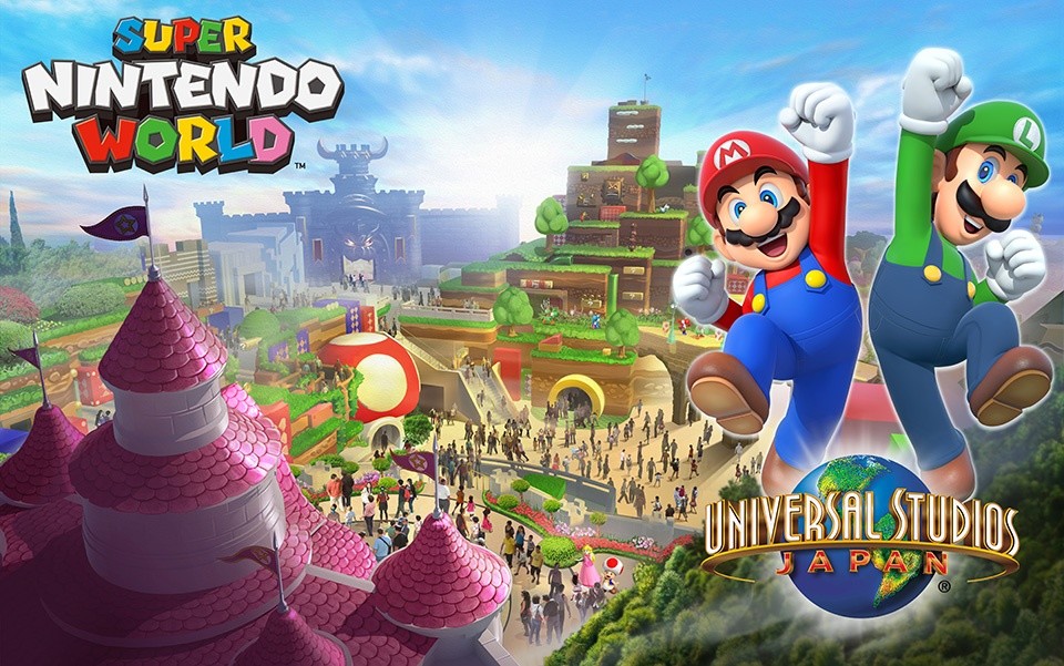Das ist der erste Blick auf den neuen Themenbereich »Super Nintendo World« im Freizeitpark Universal Studios Japan. Wir sind gespannt, wie nah der reale Park dieser Konzept-Grafik am Ende kommt.