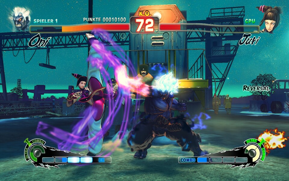 Grafisch setzt Street Fighter 4 noch immer Maßstäbe. Vor allem die Effekte knallen ordentlich.