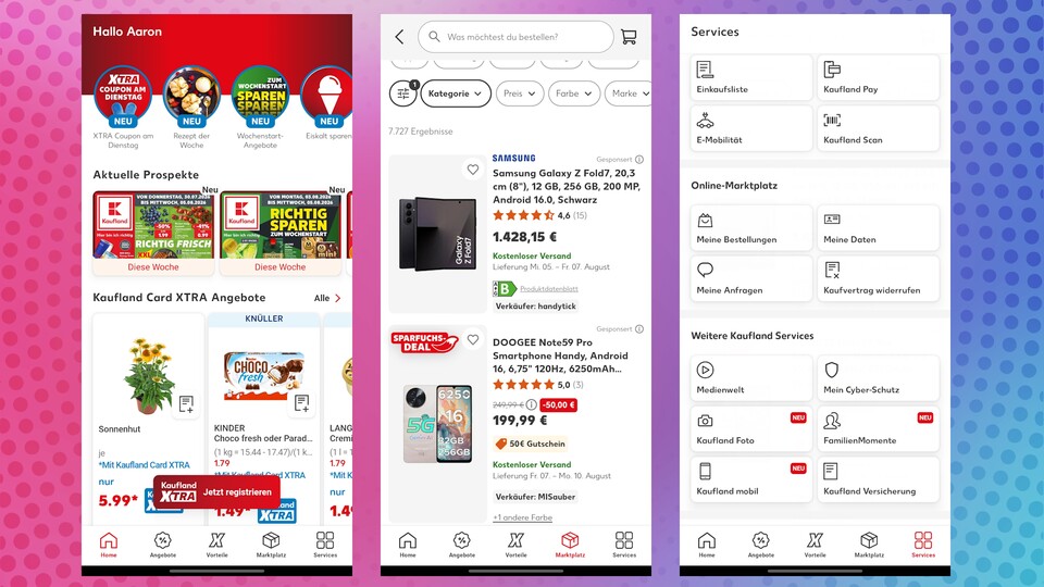 Die Kaufland-App ist die vielfältigste Supermarkt-App, die ich je gesehen habe. (Bildquelle: GameStar Tech)