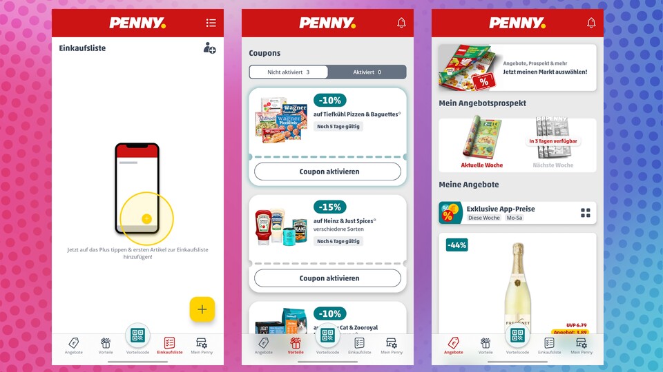 Die Penny-App ist schlicht gehalten. (Bildquelle: GameStar Tech)