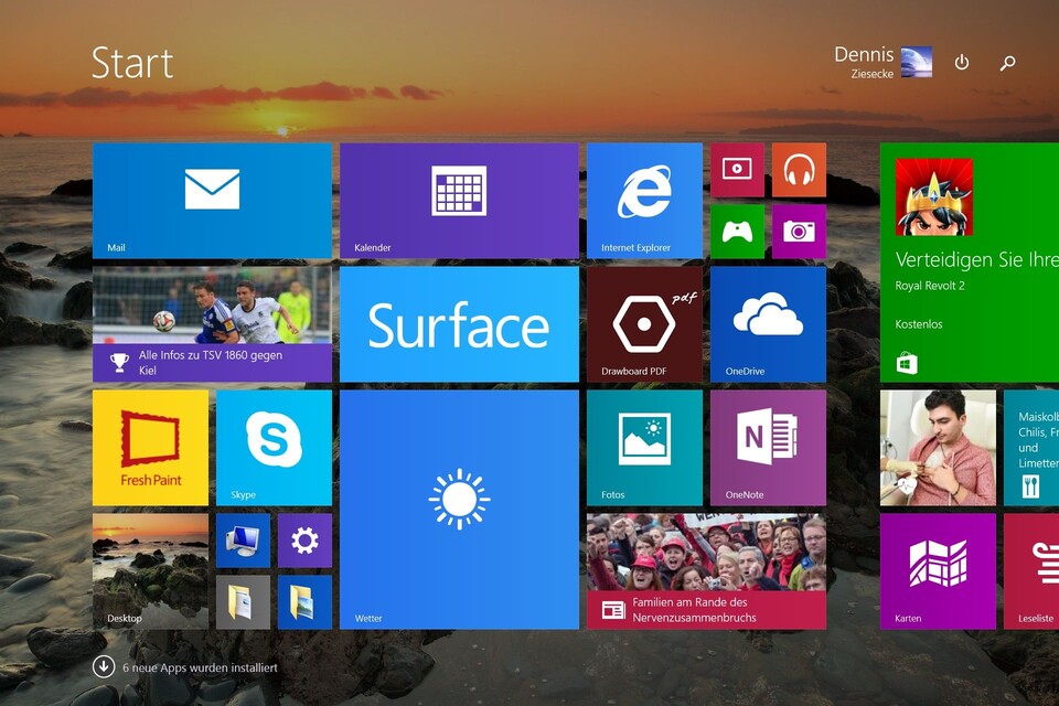 Die Kacheloberfläche von Windows 8.1 eignet sich gut für den Tablet-Einsatz. 