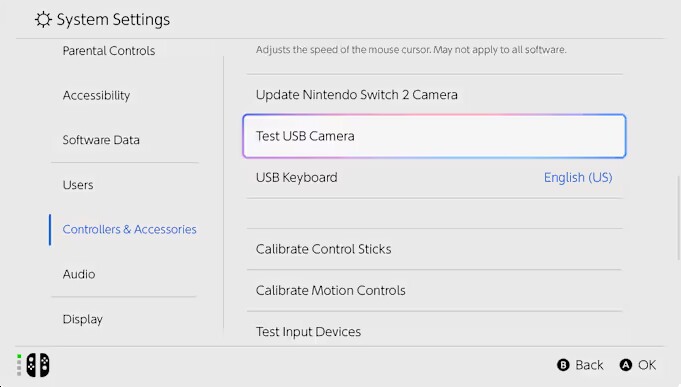 In den Systemeinstellungen der Switch 2 wird es eine Option geben, mit der ihr eure Kamera auf den Prüfstand stellen könnt. (Bild: Nintendo)