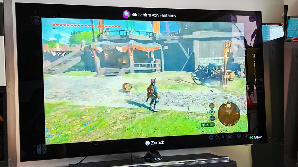 Ihr habt drei Möglichkeiten, den Bildschirm aufzuteilen. Im Bild seht ihr die Variante mit der größten Display-Ratio. (Bild: Maxe S., GameStar)