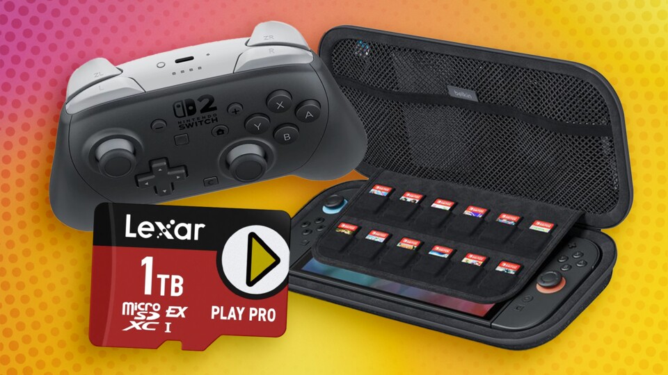 We call you a handful of essential gadgets that are definitely worth it for the Switch 2. (Image: Nintendo, Lexar, Belkin)