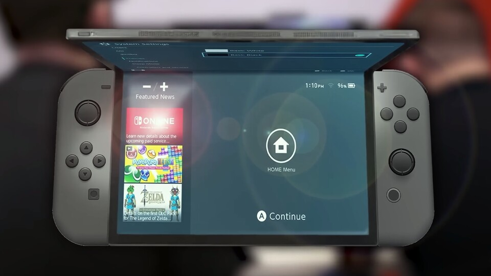 Würde gut klappen: Eine Nintendo Switch mit foldable Display. (Bild: GameranxYouTube)