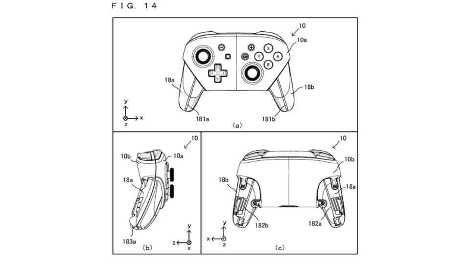 So könnte ein neuer Pro-Controller von Nintendo aussehen. (Bild: Patent US20240042310)