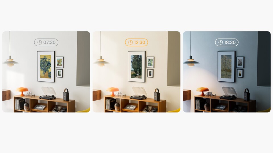 Ihr könnt das angezeigte Bild automatisch an die Uhrzeit anpassen lassen.