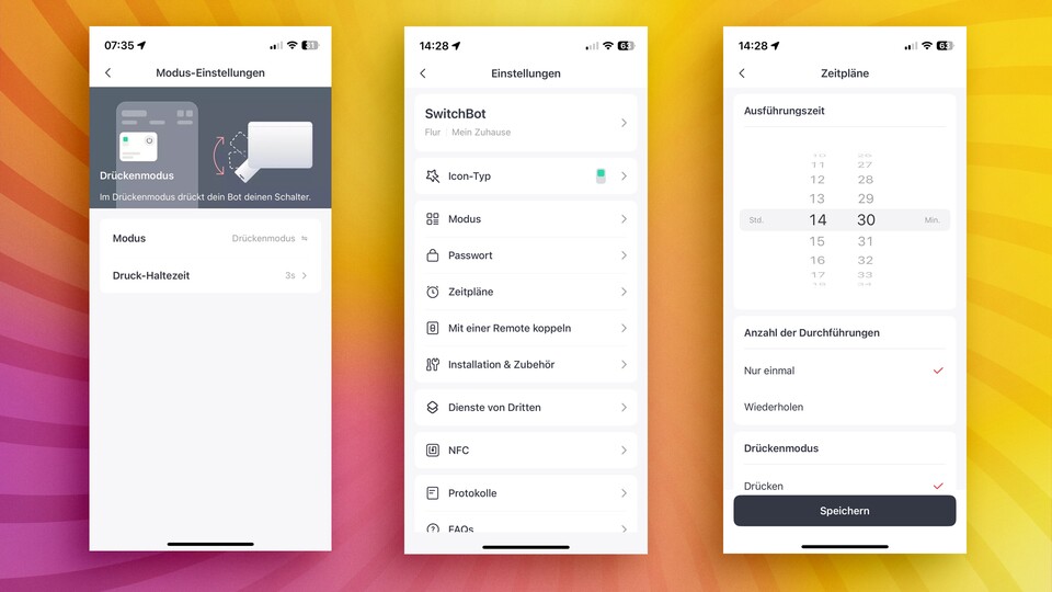 There are some setting options in the app, including schedules, password allocation and NFC support.