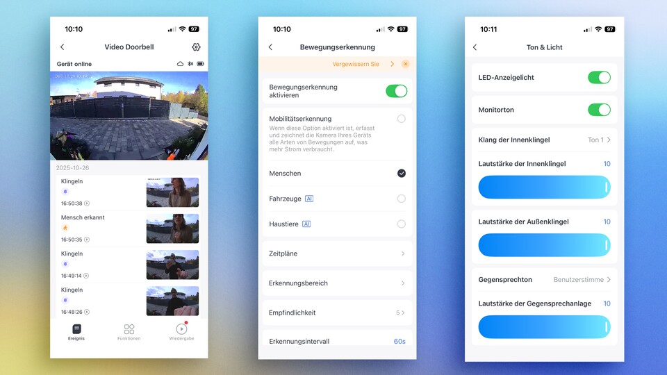 Die App bietet allerhand Einstellungsmöglichkeiten für Klingeltöne, Helligkeit und Bewegungserkennung. (Bildquelle: GameStar Tech)