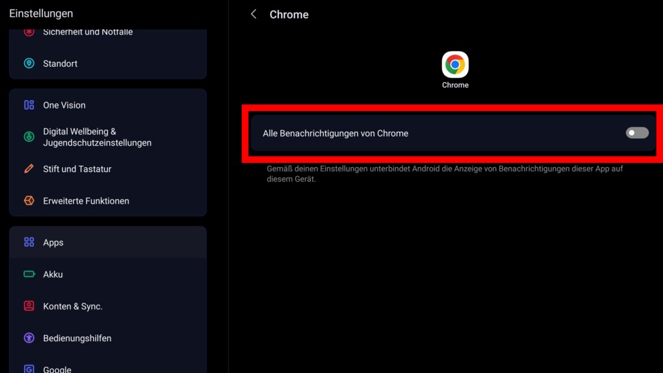 Diesen Vorgang müsst ihr dann mit anderen Apps wiederholen.