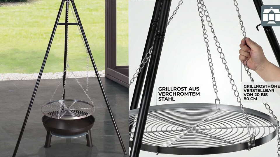 Edelstahl, flexibler Grillrost und wenns mal ganz ohne Grillen sein soll, habt ihr jetzt auch eine Feuerschale.