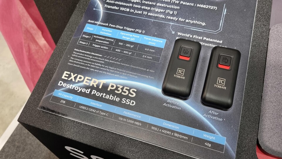 Destroyed Portable SSD in großen Buchstaben – ob das die beste Werbung für ein Laufwerk ist, das im Idealfall beim Kauf eben noch nicht zerstört ist? (Bildquelle: Future)
