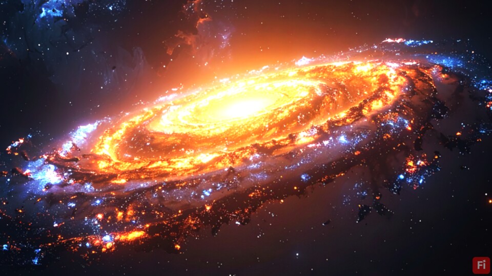 Wie genau die Galaxie aussieht, können wir nur erahnen, aber eines fest: Sie brachte Licht in einen noch sehr jungen Kosmos.
(Bildquelle: Adobe Firefly, generative KI).
