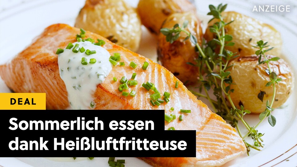 Sommerliche Rezeptideen für die Heißluftfritteuse: Mit der Ninja Foodi Dual könnt ihr dank zwei getrennter Kammern geniale Gerichte zaubern – jetzt ist der Airfryer wieder im Angebot!