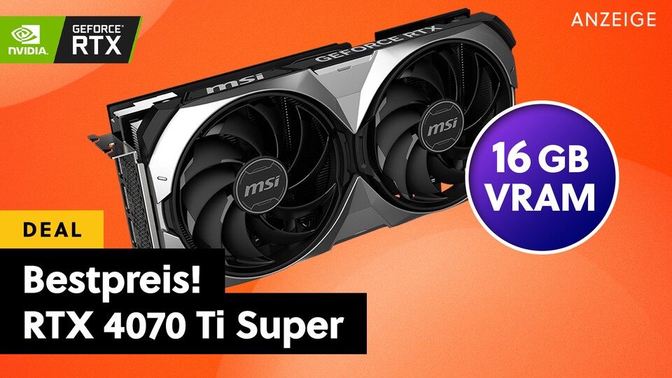 16 Gigabyte schneller Grafikspeicher und jede Menge Power: Die Nvidia GeForce RTX 4070 Ti Super ist im Angebot und sie wird euch umhauen!
