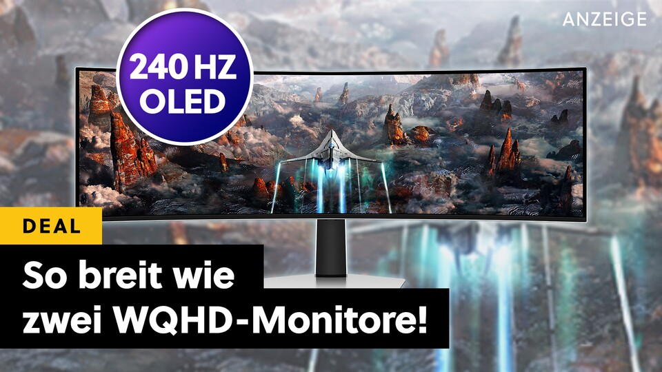 Dieser QD-OLED Gaming-Monitor ist so groß wie zwei WQHD-Bildschirme nebeneinander, 240 Hz schnell und Curved! Jetzt ist er außerdem im Angebot bei Amazon.