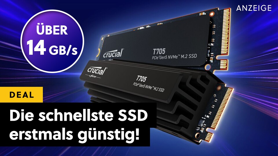 So günstig gab es die schnellste 1TB, 2TB und 4TB SSD der Welt noch nie! Weil euch MediaMarkt die Mehrwertsteuer schenkt, erreicht die Crucial T705 den Tiefstpreis.