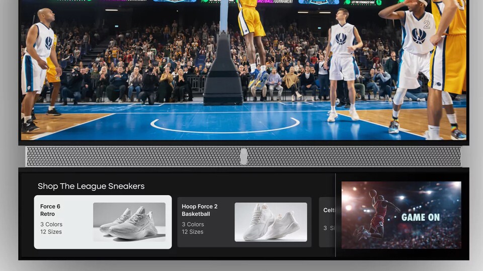 Passend zu einem Basketballspiel läuft beispielsweise Werbung zu Basketballschuhen. (Bild: Telly)