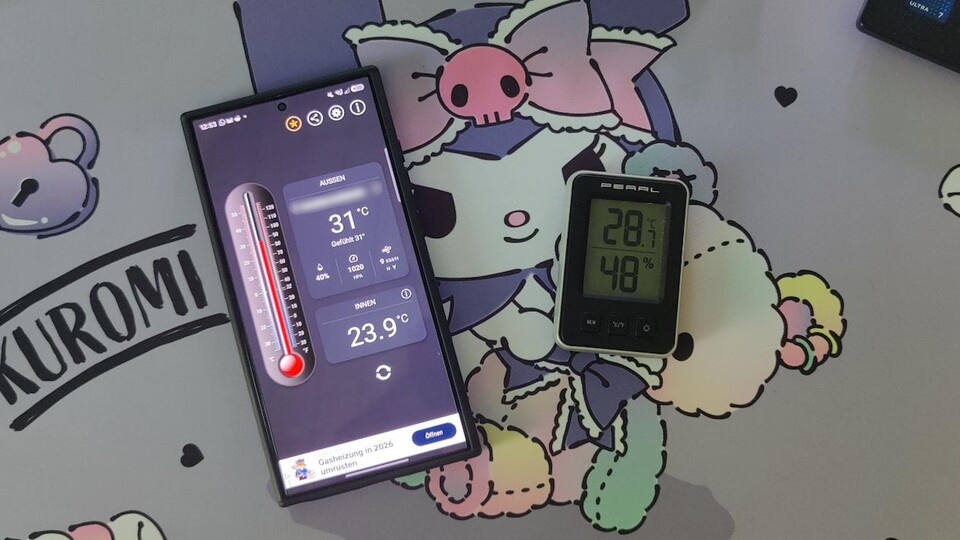 Die »Thermometer++«-App ist eine der am häufigsten heruntergeladenen Anwendungen zum Messen von Temperaturen – im Test zeigen sich aber deutliche Unterschiede zu anderen Thermometern. (Bildquelle: Aaron Hofmann GameStar Tech)