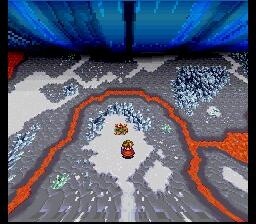 Terranigma war schon im Startgebiet großartig. Inmitten der Unterwelt befindet sich ein kleines Dorf – wo alles beginnt. Das Blaue oben spiegelt die Oberwelt wider, die es wiederaufzubauen gilt. Erst die Pflanzen, dann die Tiere und schließlich die Menschheit. (Bild: Enix)