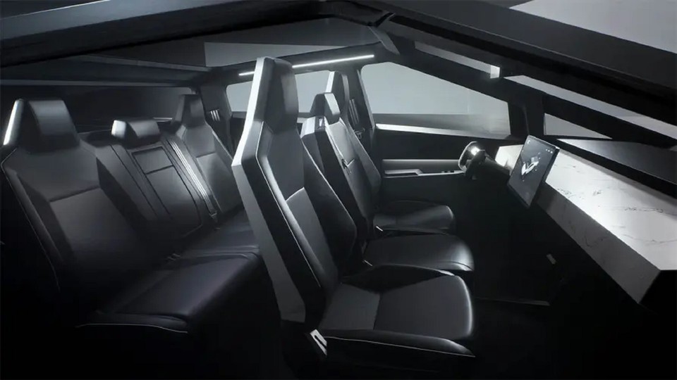 Auch im Innenraum wirkt der Cybertruck futuristisch (Bild: Tesla)