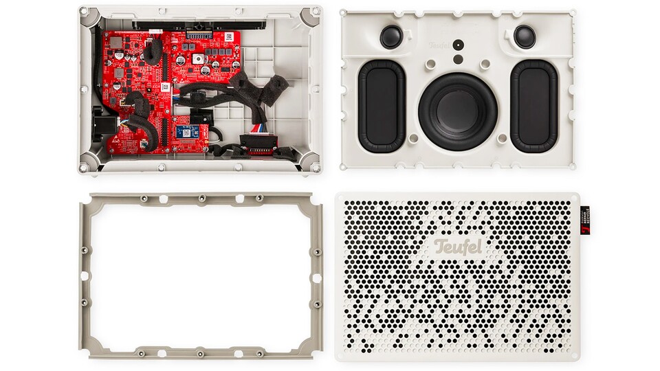 Einfach an den Ecken aufschrauben und herumwerkeln: Durch einfach austauschbare Akkus könnt ihr die Box noch in zehn Jahren verwenden.