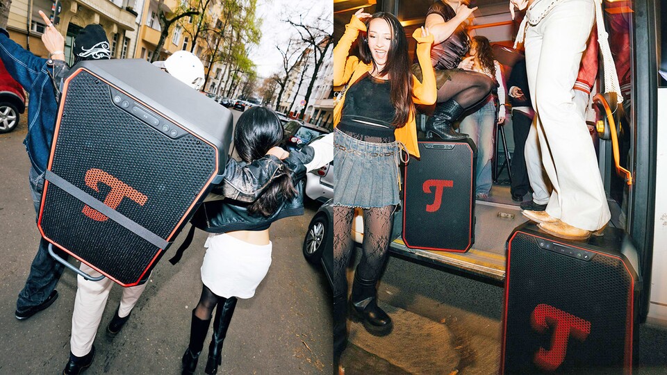Die Bluetooth-Box mit starkem Akku ist perfekt für Partys unterwegs und robust genug, dass man drauf sitzen und stehen kann. Aber bitte macht keine Partys mitten in der Stadt oder den Öffis.