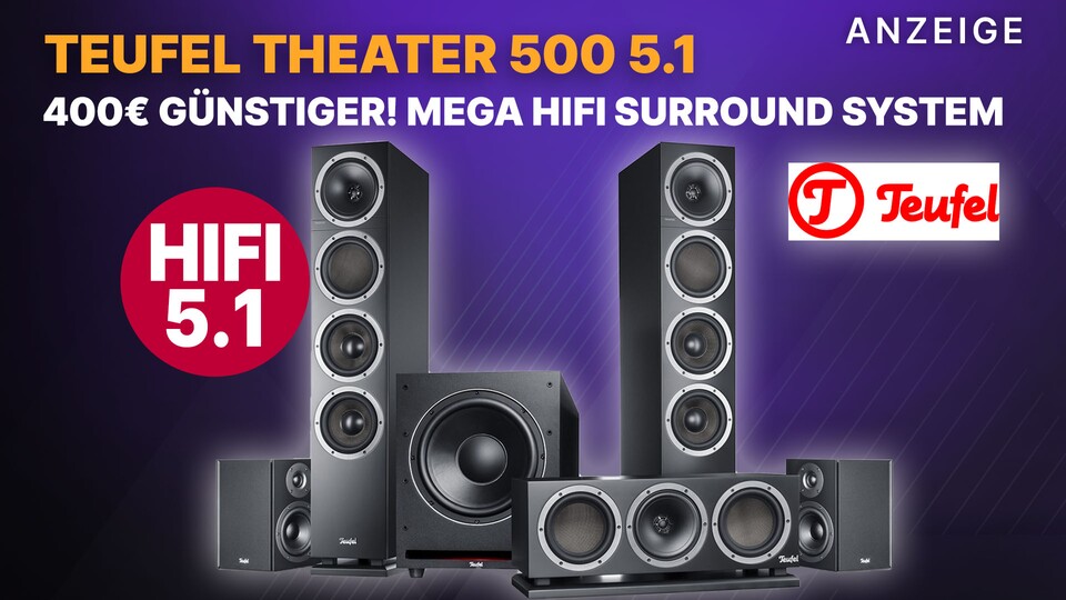 Das Teufel 5.1 Komplettset für perfekten Surround-Sound im Heimkino ist jetzt im Angebot. 400€ günstiger!