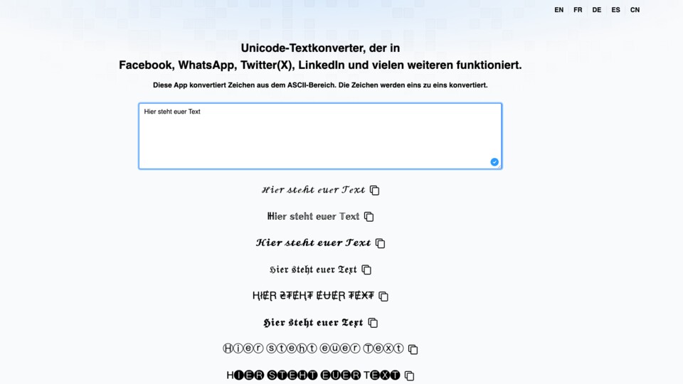 Ihr müsst hier einfach euren Text eingeben und ihn dann unten kopieren. (Screenshot von Textconverter.net)