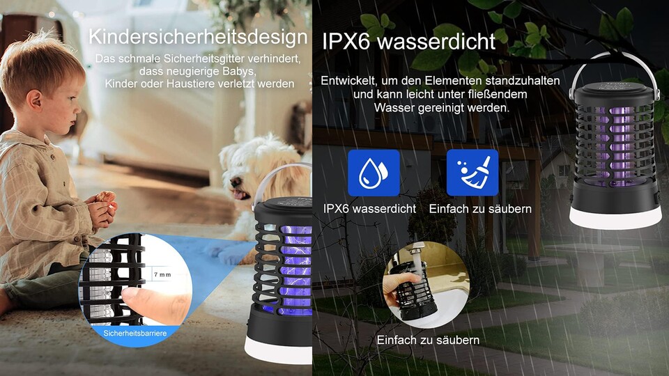 Robust und sicher: Durch das enge Gitter kommt kein Kind durch und dank IPX6 Wasserschutz kann sie einfach unterm Wasserhahn saubergemacht werden.