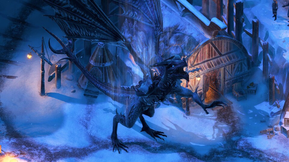 Im DLC The Beast of Winter zu Pillars of Eternity 2 jagen wir einen untoten Drachen, um den ewigen Winter zu verhindern.
