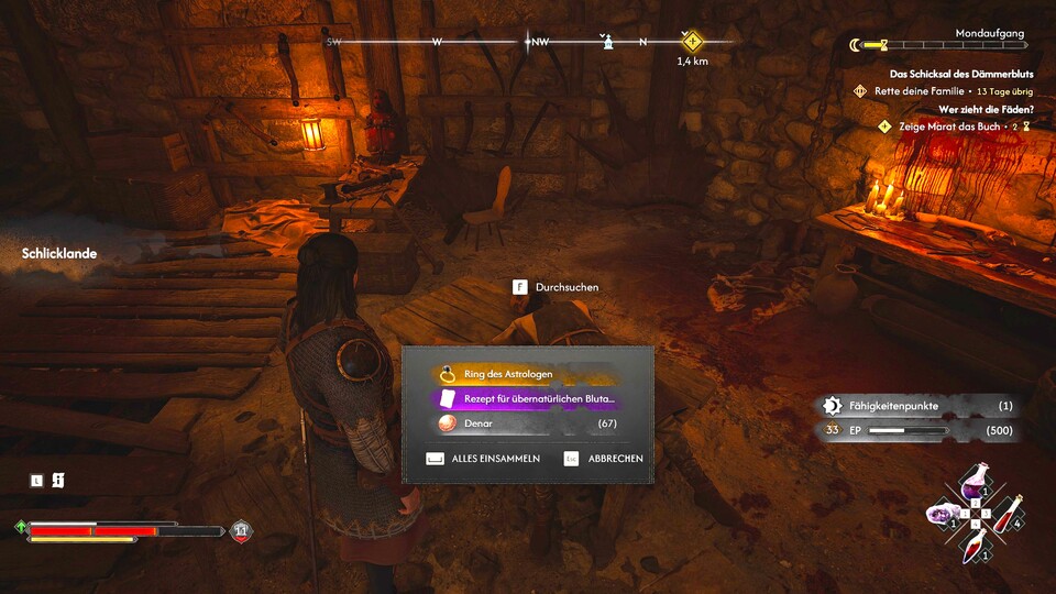 Ist der Hexenmeister am Boden, schnappt euch seinen Ring.