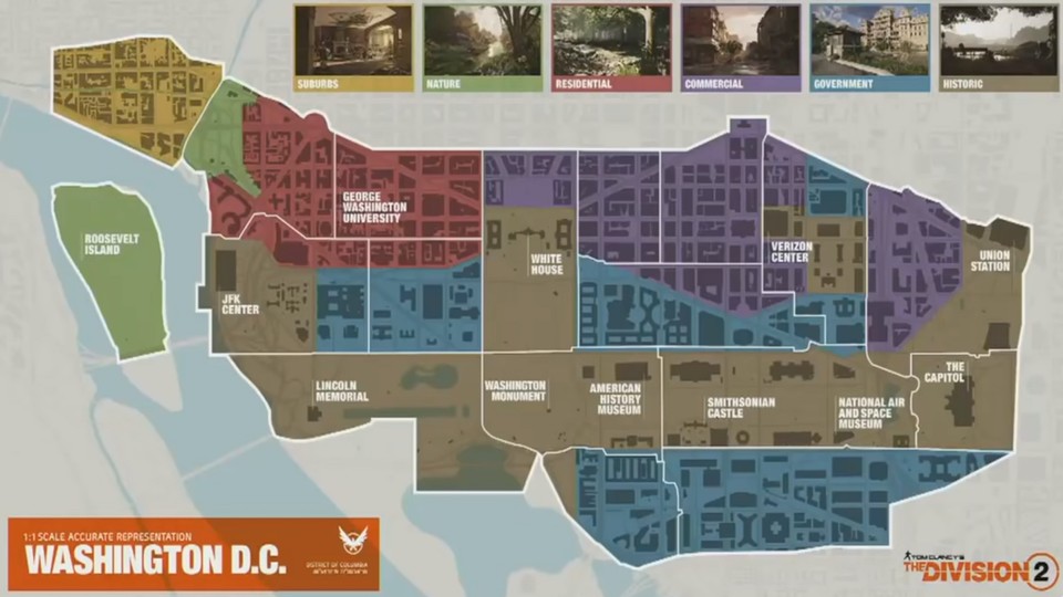 Das Washington D.C. aus The Division 2 teilt sich in sechs Zonen auf.